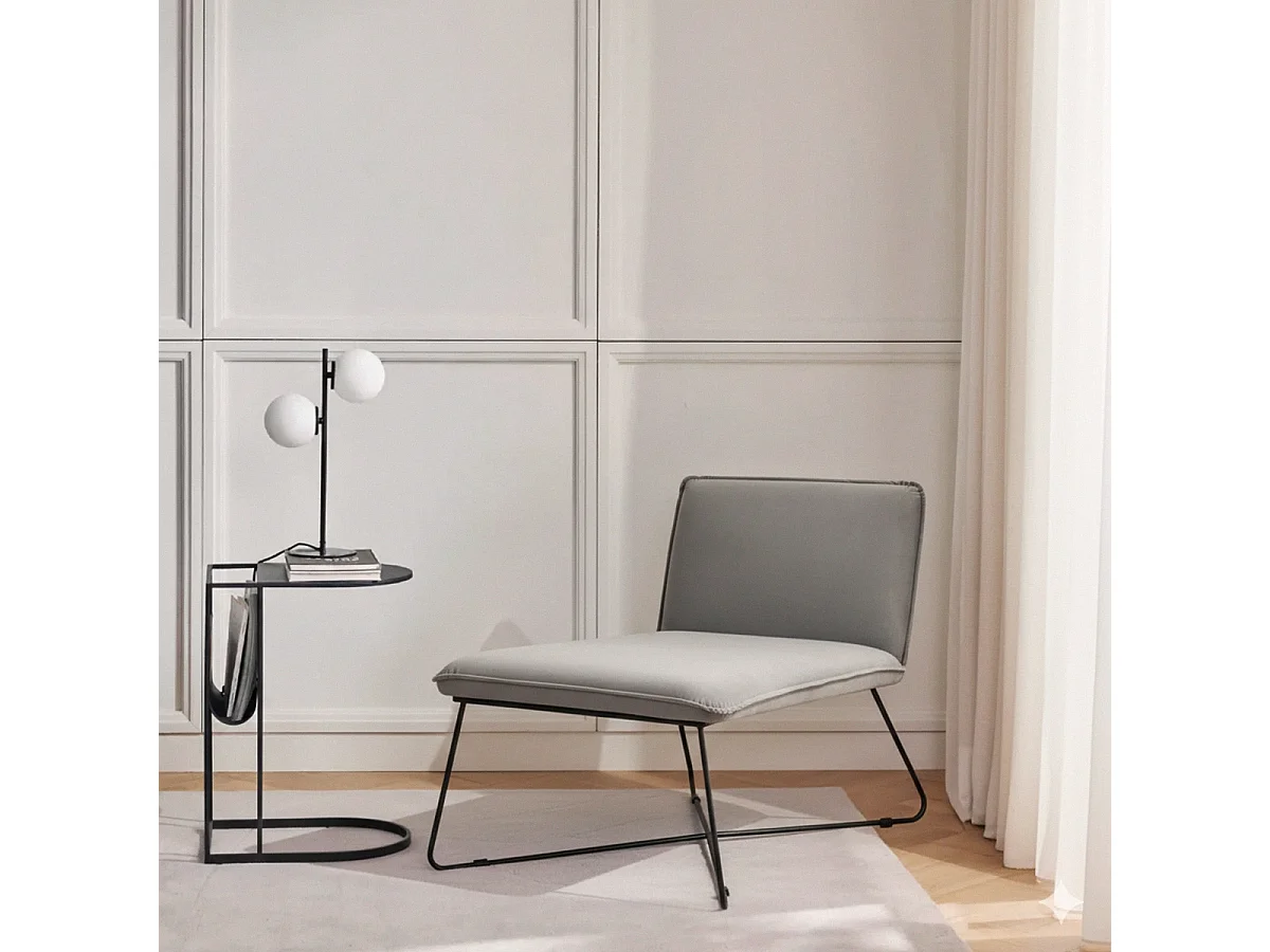 Samt minimalistisch modernes Design Liegesessel Dumas - Grau