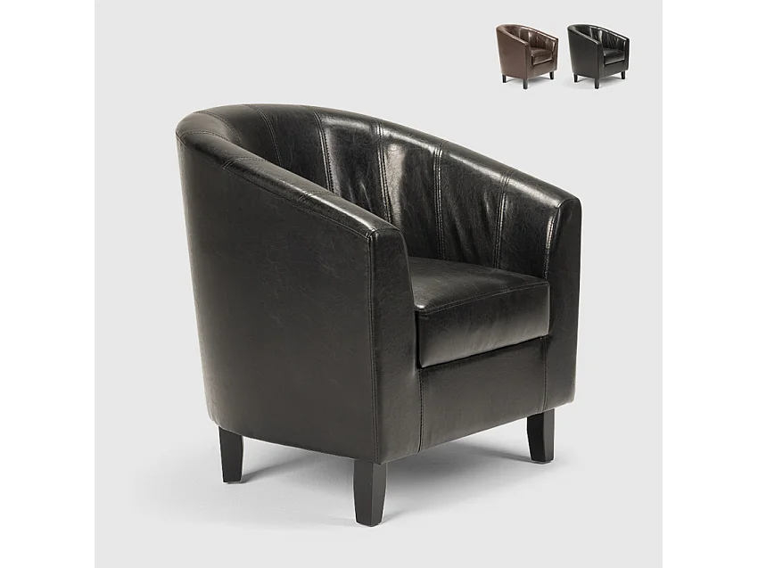 Kunstledersessel Cockpit-Sessel Lounge-Büro Wartezimmer Klassisches Design Seashell - Schwarz