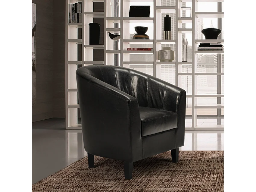 Kunstledersessel Cockpit-Sessel Lounge-Büro Wartezimmer Klassisches Design Seashell - Schwarz