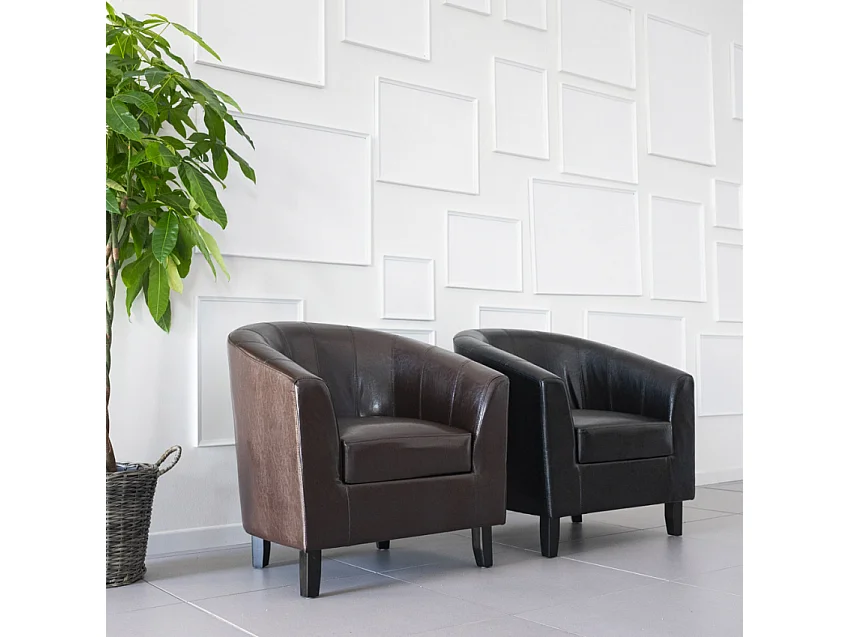 Kunstledersessel Cockpit-Sessel Lounge-Büro Wartezimmer Klassisches Design Seashell - Schwarz