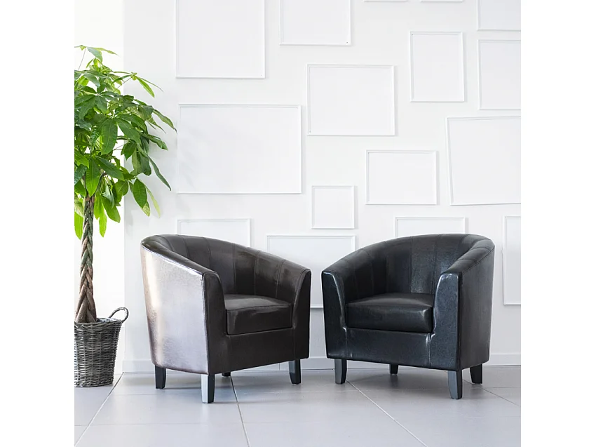 Kunstledersessel Cockpit-Sessel Lounge-Büro Wartezimmer Klassisches Design Seashell - Schwarz