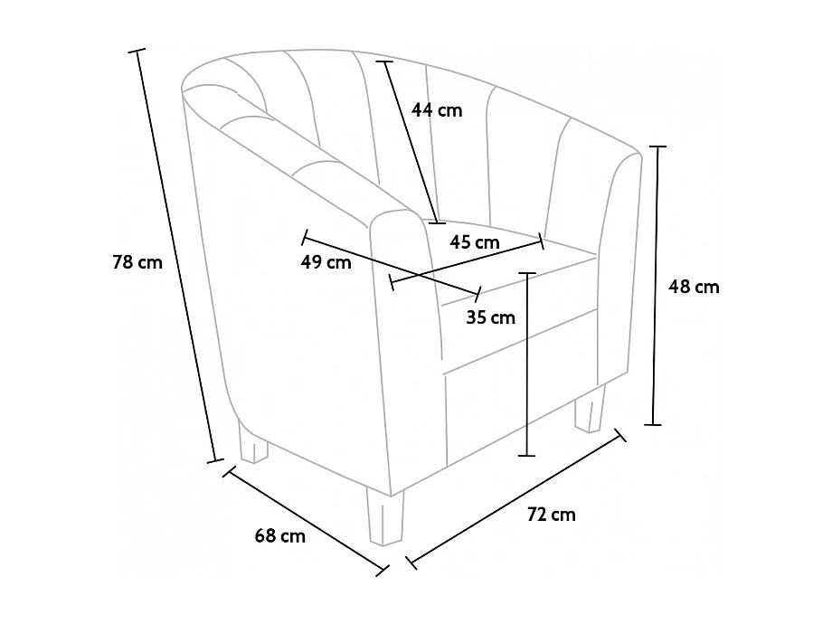 Sillón club de diseño clásico en polipiel para salón, oficina o sala de espera Seashell - Negro