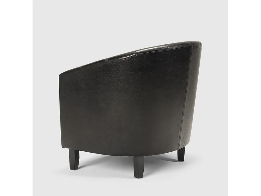 Poltrona design classico a pozzetto in similpelle per salotto ufficio sala attesa Seashell - Nero