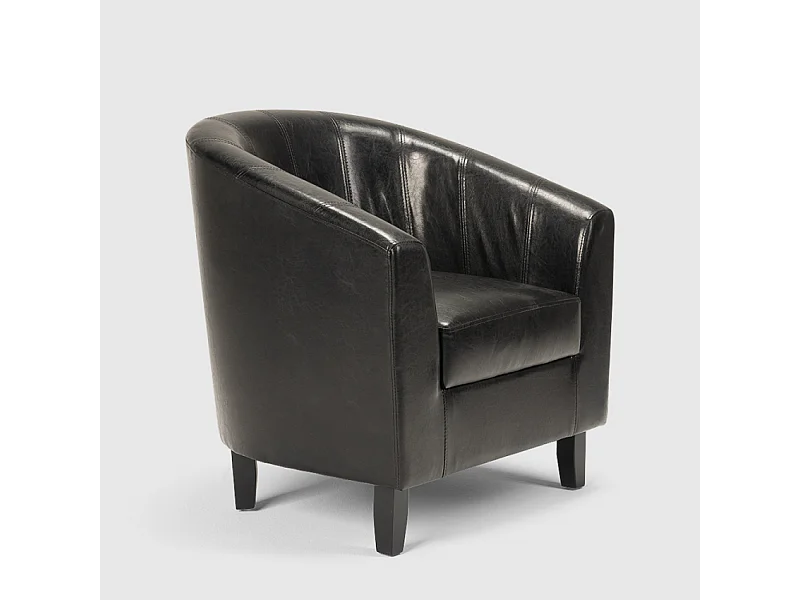 Poltrona design classico a pozzetto in similpelle per salotto ufficio sala attesa Seashell - Nero