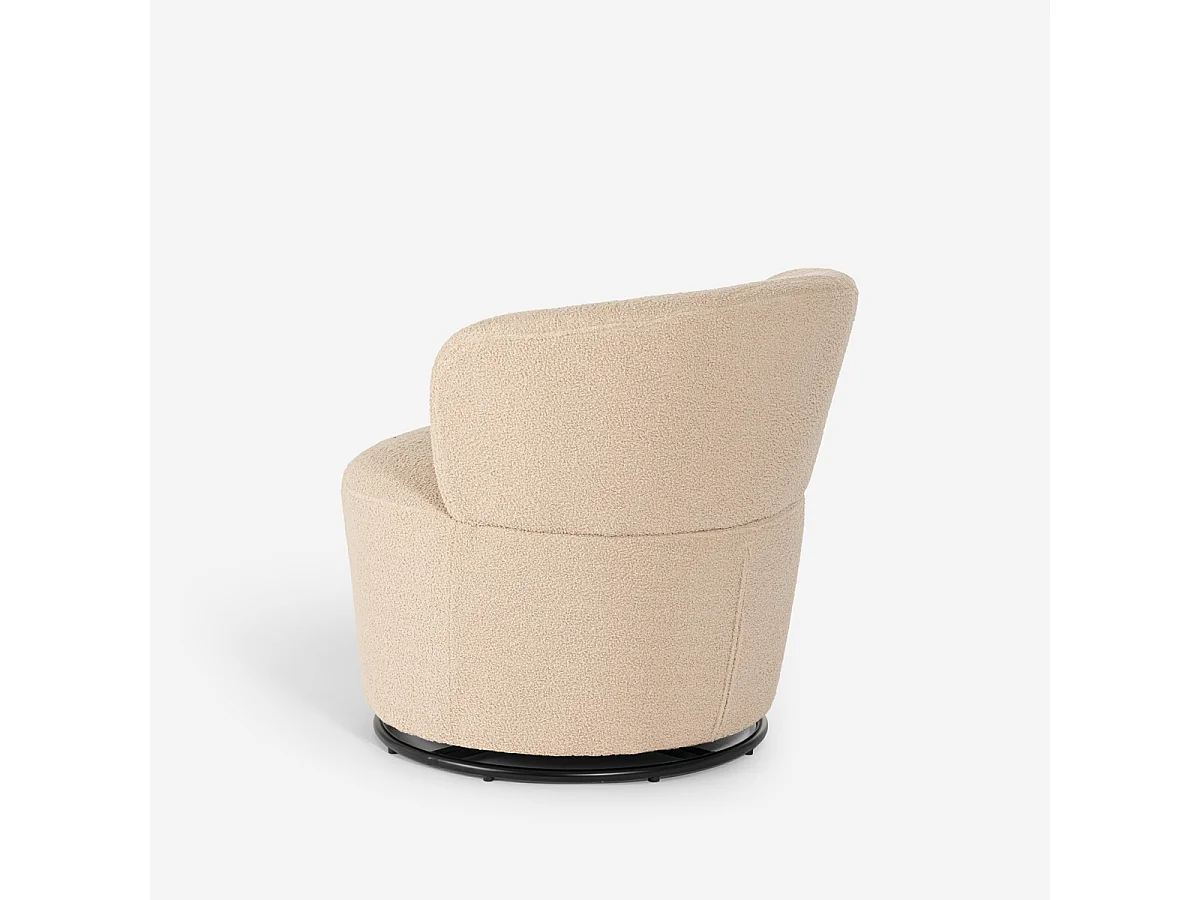 Poltroncina moderna girevole da salotto in tessuto bouclè Yammy - Beige