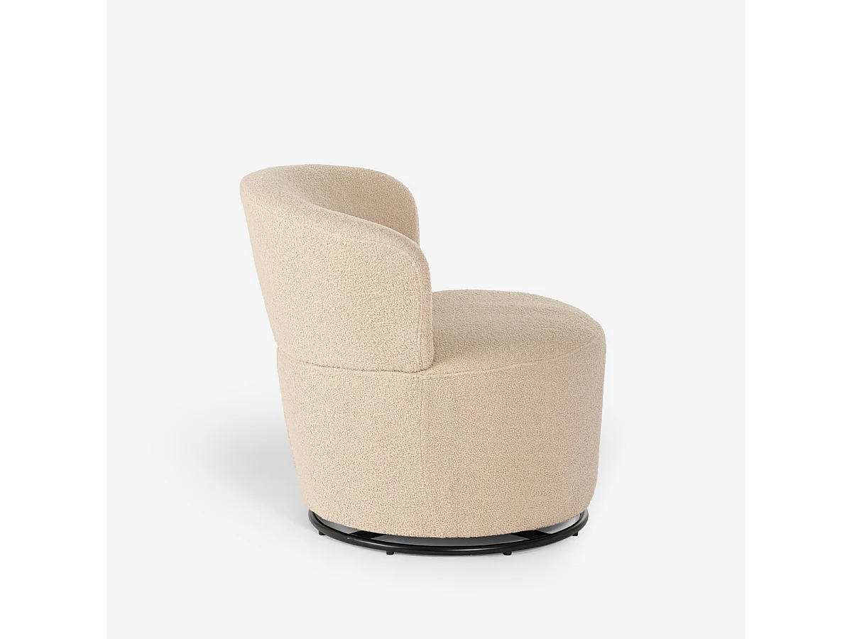 Poltroncina moderna girevole da salotto in tessuto bouclè Yammy - Beige