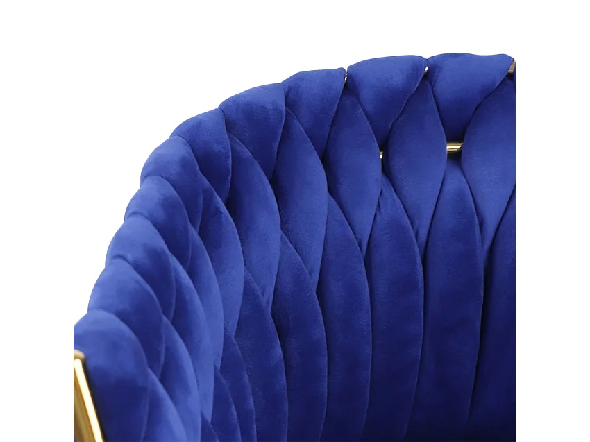 Fauteuil design en velours chaise accoudoirs pieds dorés Versailles - Bleu