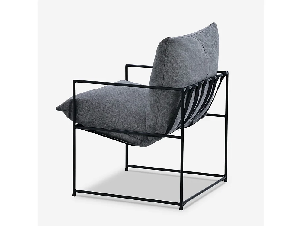 Poltrona design moderno in tessuto stile minimal metallo nero Alaska - Grigio Scuro