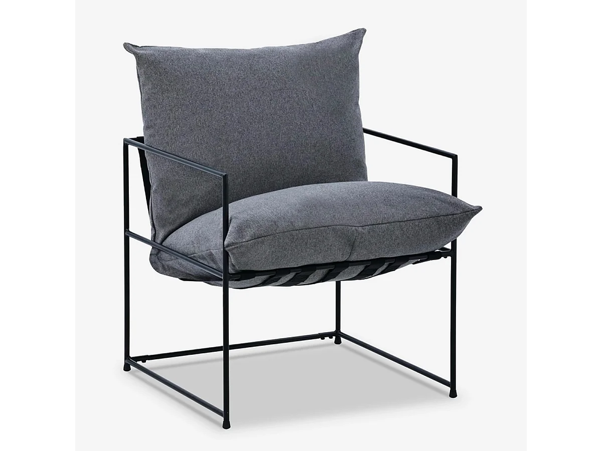 Modernes Design Sessel in minimalistischen Stil Stoff Metall schwarz Alaska - Dunkel Grau