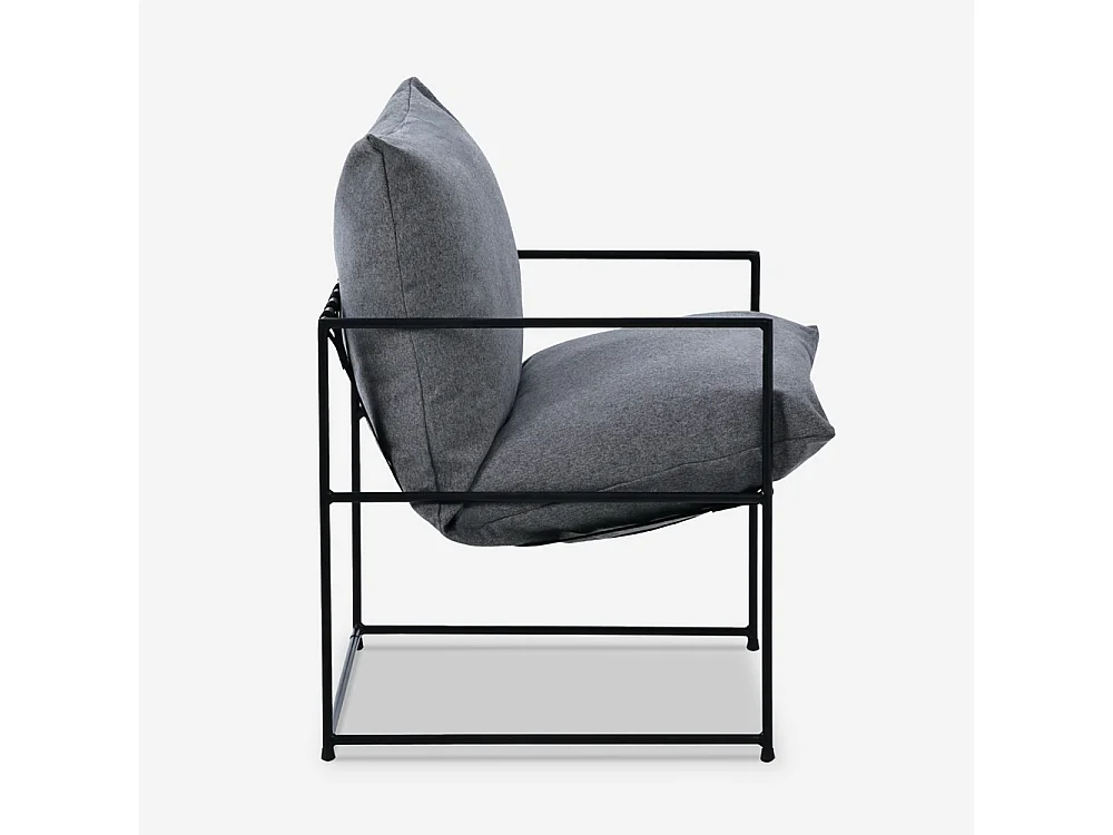 Modernes Design Sessel in minimalistischen Stil Stoff Metall schwarz Alaska - Dunkel Grau