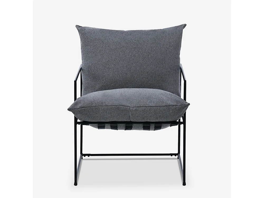 Fauteuil design moderne en tissu style minimaliste métal noir Alaska - Gris foncé