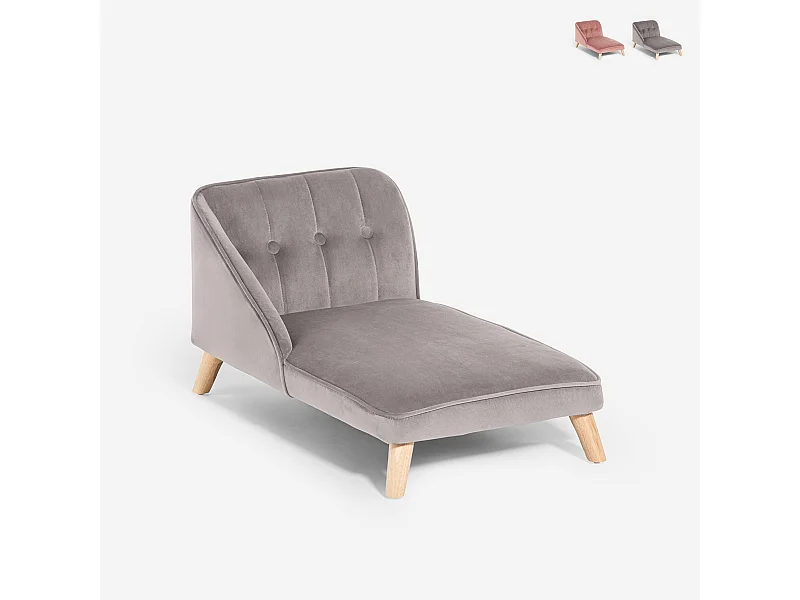 Chaise longue divano per cani e gatti in velluto Serin - Grigio
