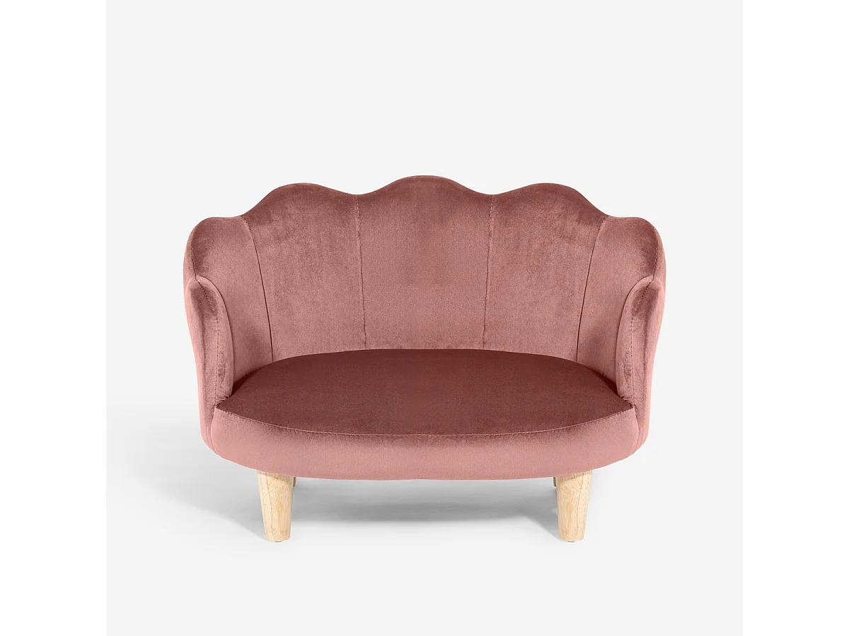 Poltrona divanetto a conchiglia per cani e gatti in velluto Pally - Rosa
