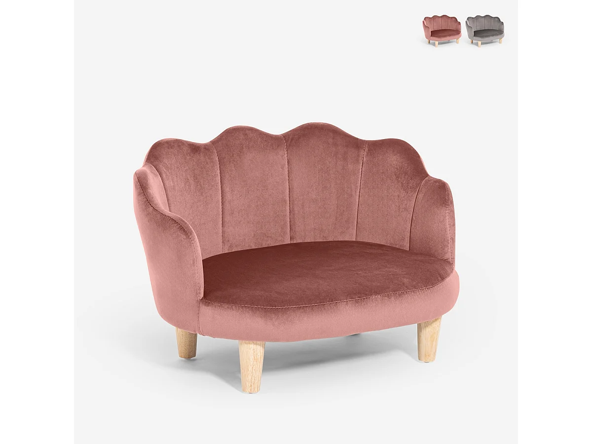 Sessel muschelförmig für Hunde und Katzen aus Samt Pally - Pink