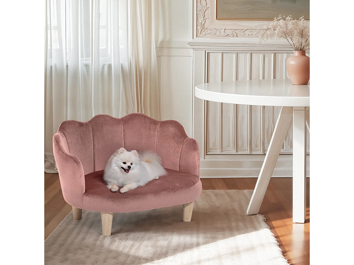Sessel muschelförmig für Hunde und Katzen aus Samt Pally - Pink