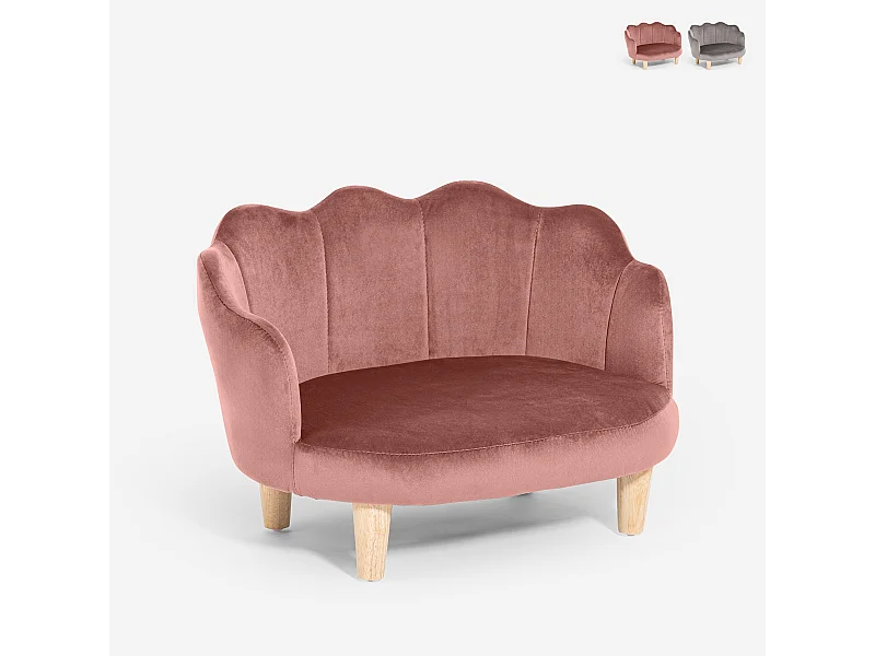 Sessel muschelförmig für Hunde und Katzen aus Samt Pally - Pink