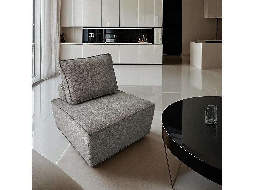 Sillón modular para el salón, modulaar de tela gris Raji