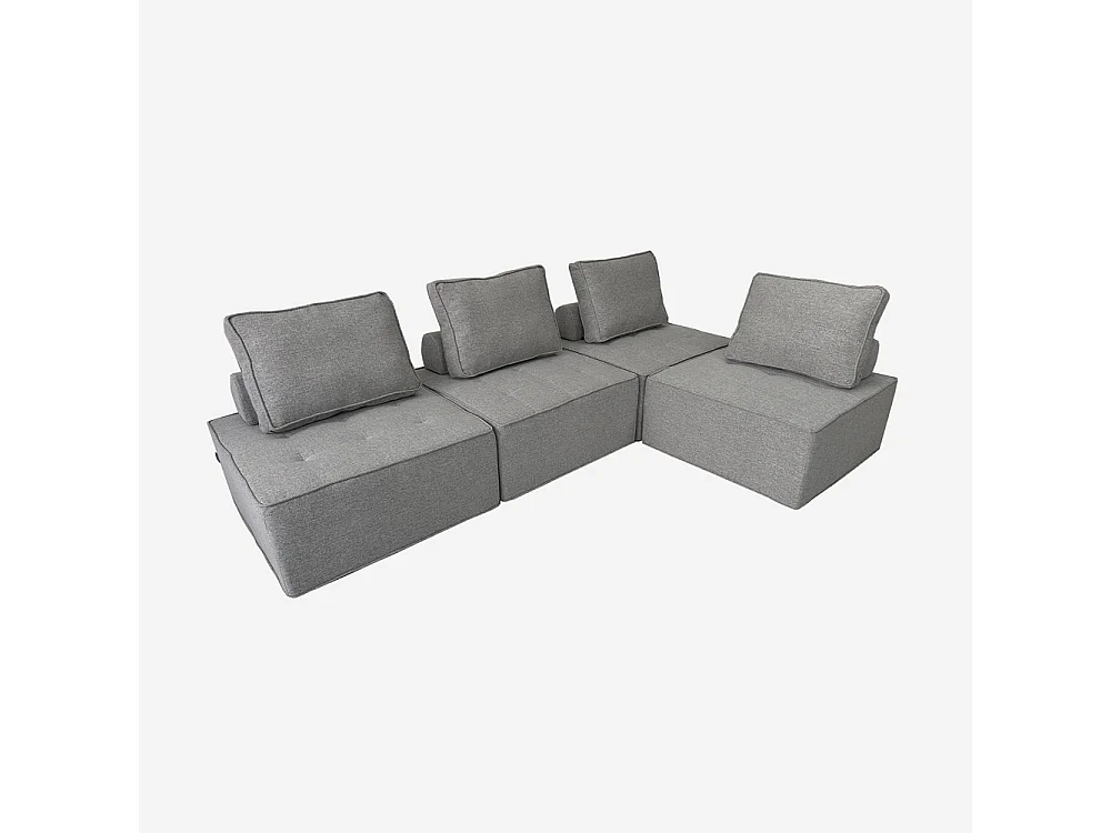 Sillón modular para el salón, modulaar de tela gris Raji