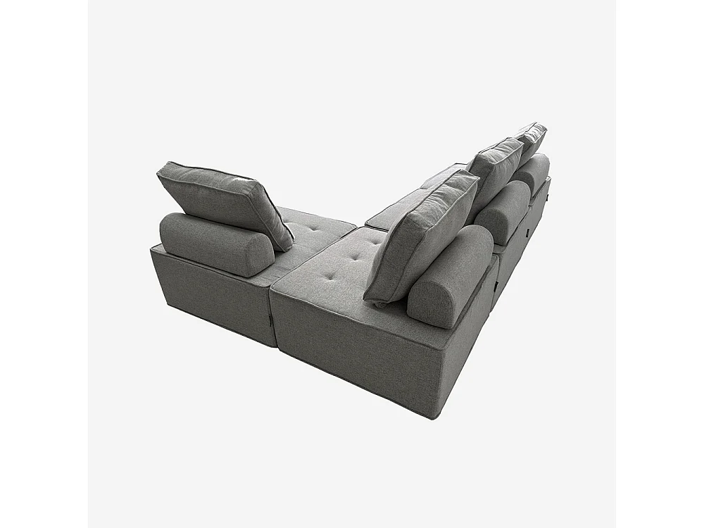 Sillón modular para el salón, modulaar de tela gris Raji