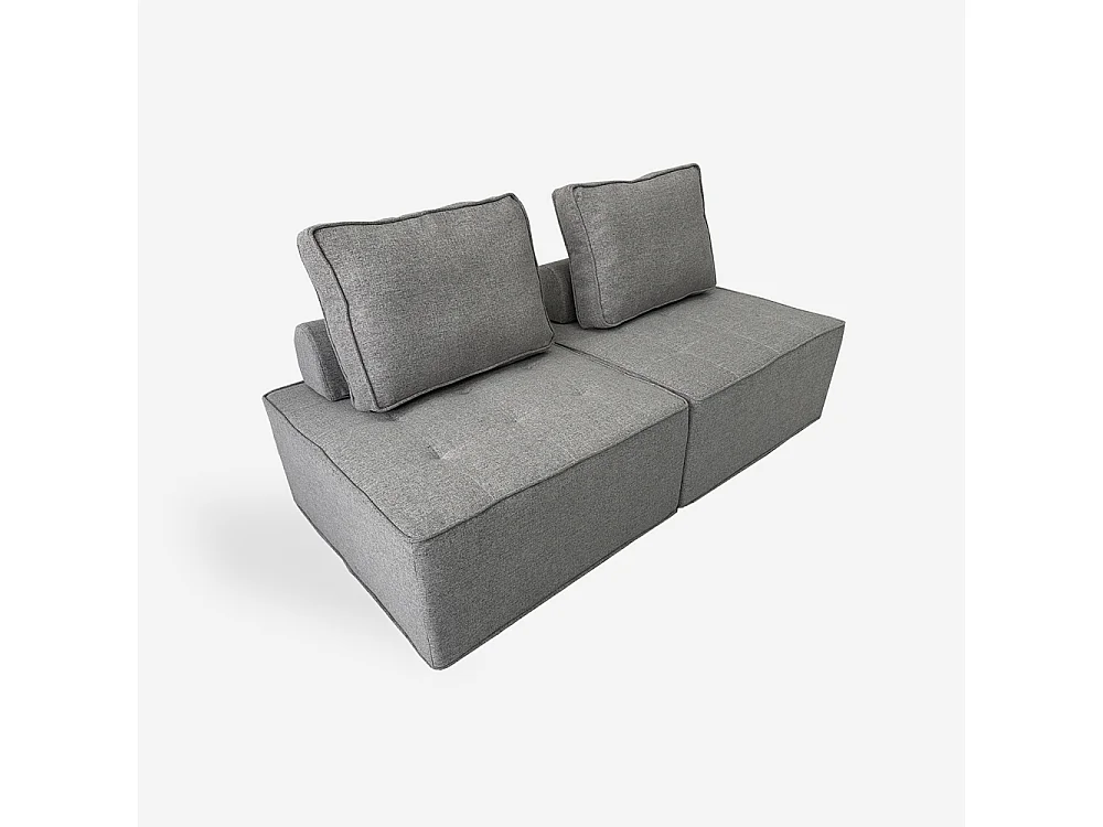 Poltrona da salotto modulare componibile in tessuto grigio Raji