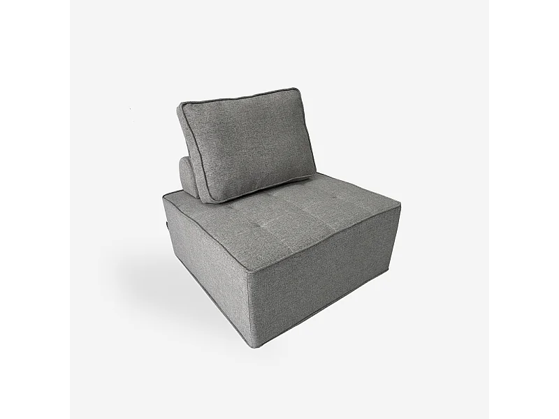 Sillón modular para el salón, modulaar de tela gris Raji