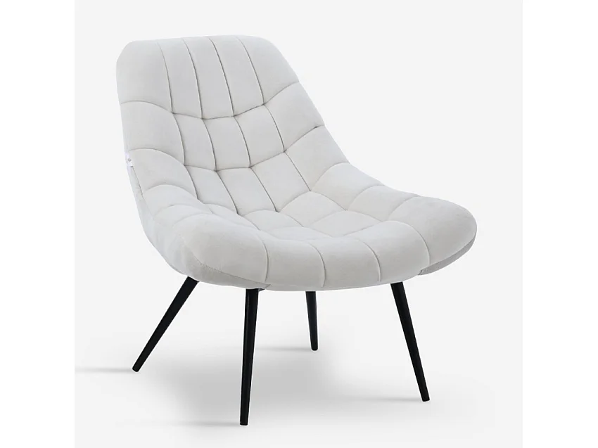 Poltrona salotto in velluto stile moderno seduta larga imbottita Ohio - Beige