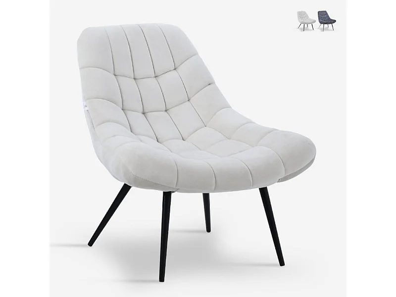 Wohnzimmer Sessel in modernem Stil mit breitem, gepolstertem Samtsitz - Ohio - Beige