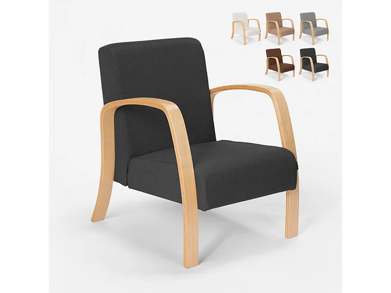 Poltrona in legno design scandinavo ergonomica studio salotto Frederiksberg - Grigio