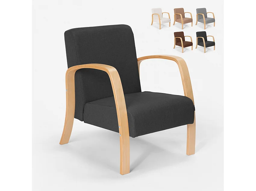 Poltrona in legno design scandinavo ergonomica studio salotto Frederiksberg - Grigio