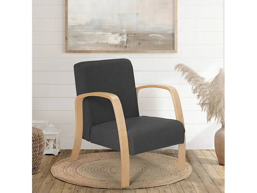 Poltrona in legno design scandinavo ergonomica studio salotto Frederiksberg - Grigio