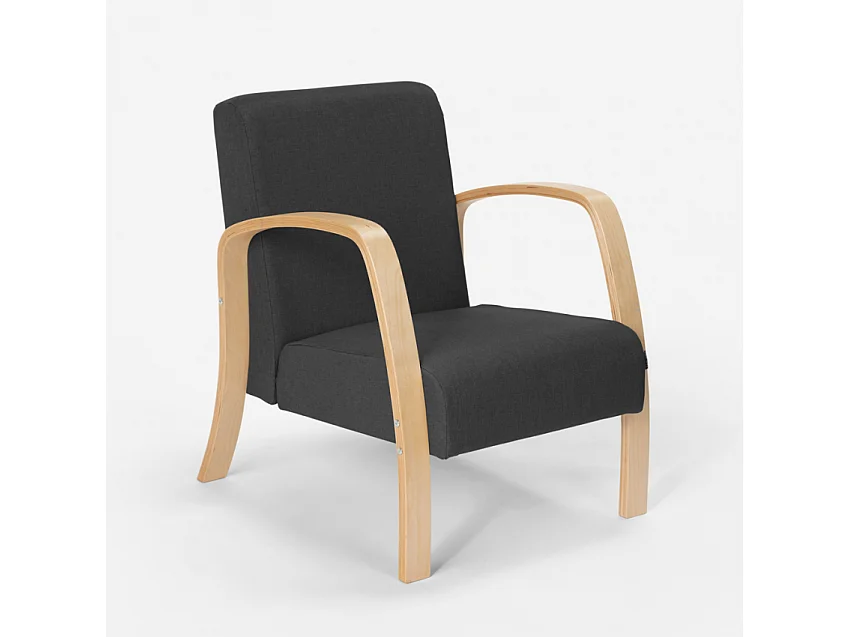 Ergonomischer skandinavischer Design-Sessel aus Holz  für Studio oder Wohnzimmer Frederiksberg - Grau