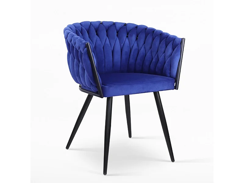 Poltrona sedia velluto design con braccioli cucina soggiorno Chantilly - Blu