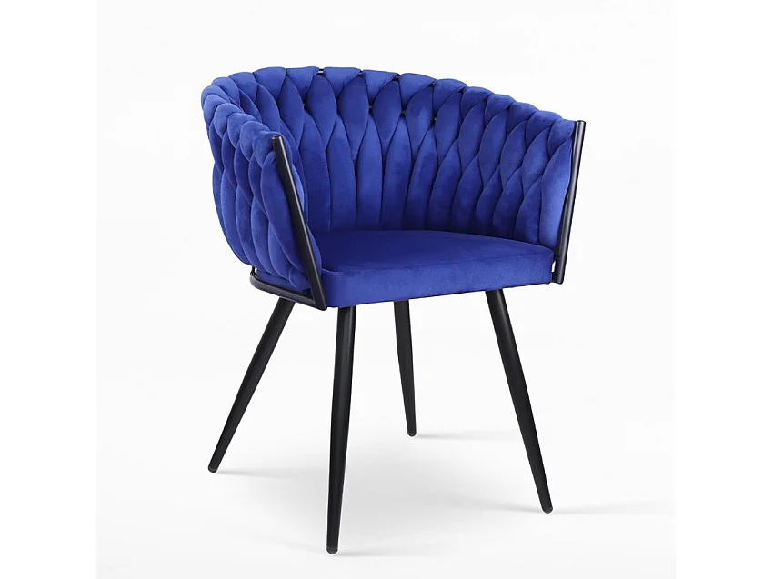Fauteuil en velours design avec accoudoirs pour cuisine et salon Chantilly - Bleu