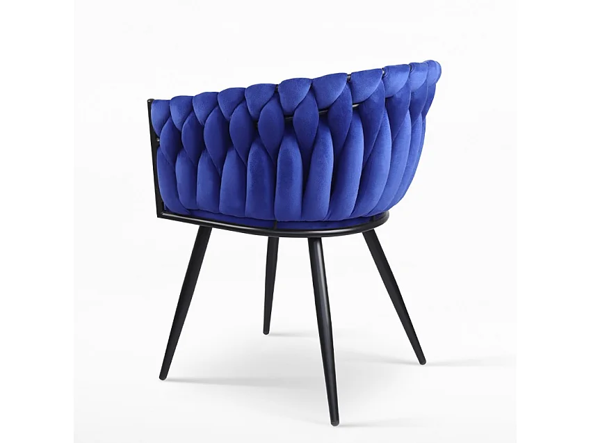 Fauteuil en velours design avec accoudoirs pour cuisine et salon Chantilly - Bleu