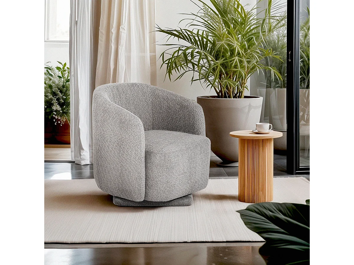 Sessel modern Stoff Bouclè Wohnzimmer drehbar Orav - Grau