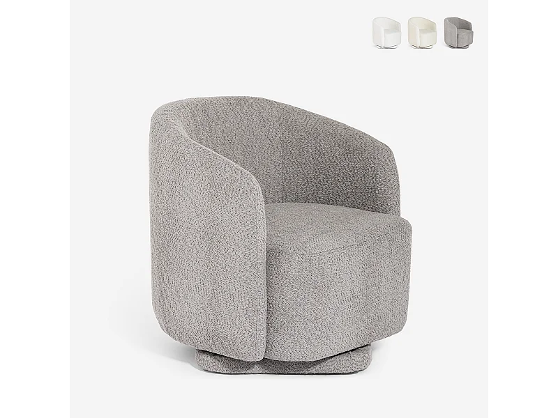 Sessel modern Stoff Bouclè Wohnzimmer drehbar Orav - Grau