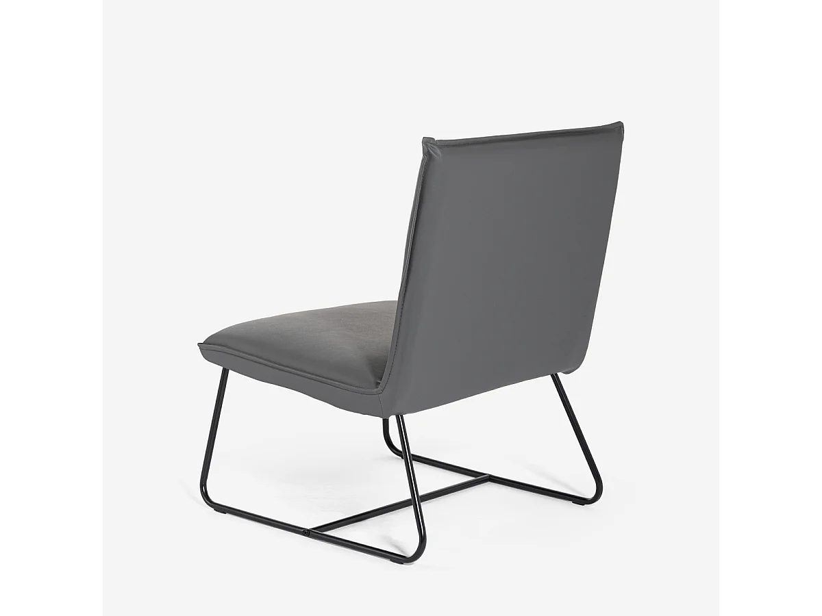 Sillón acolchado para salón y despacho moderno de polipiel Lova - Gris