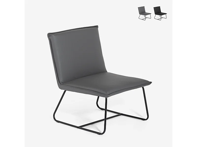 Sillón acolchado para salón y despacho moderno de polipiel Lova - Gris