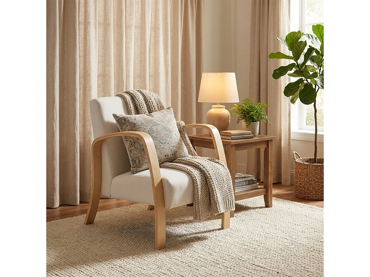 Ergonomischer skandinavischer Design-Sessel aus Holz  für Studio oder Wohnzimmer Frederiksberg - Weiß