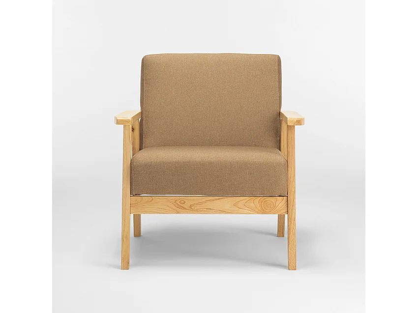 Sessel Holzstuhl Im Skandinavischen Vintage-Design mit Armlehnen Uteplass - Beige