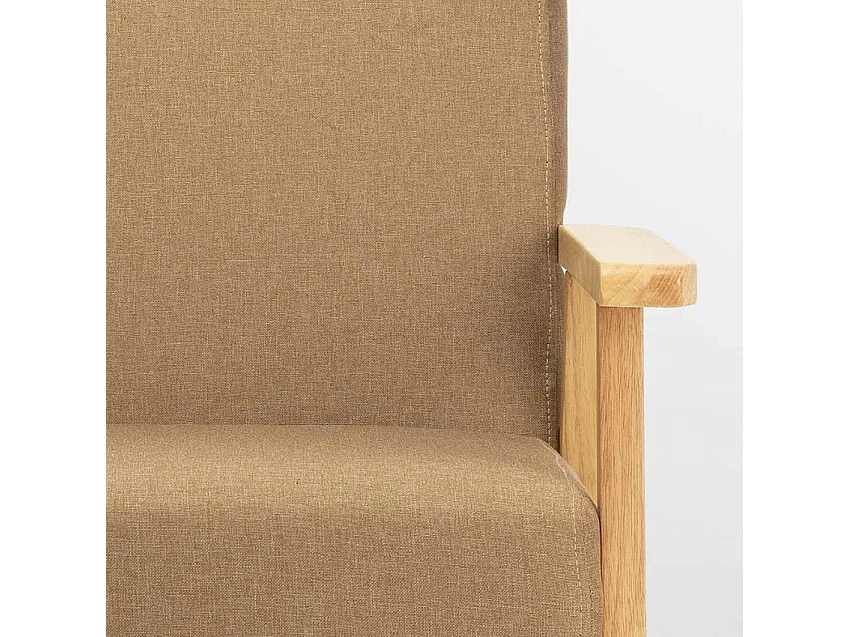 Poltrona sedia in legno design vintage scandinavo con braccioli Uteplass - Beige