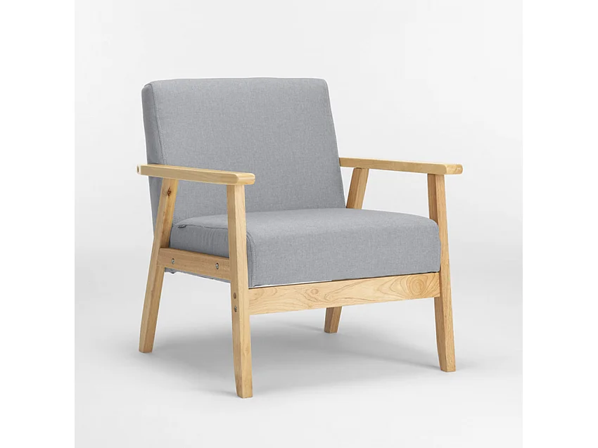 Poltrona sedia in legno design vintage scandinavo con braccioli Uteplass - Grigio