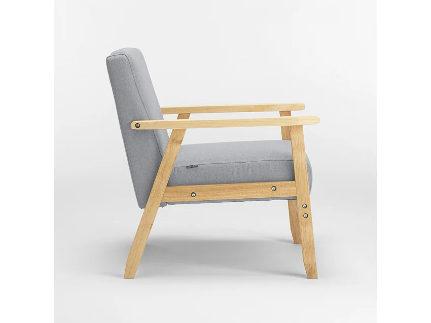 Poltrona sedia in legno design vintage scandinavo con braccioli Uteplass - Grigio