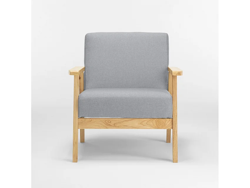 Poltrona sedia in legno design vintage scandinavo con braccioli Uteplass - Grigio