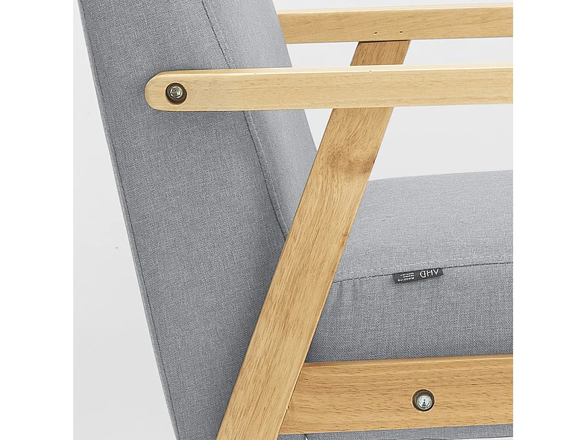 Poltrona sedia in legno design vintage scandinavo con braccioli Uteplass - Grigio