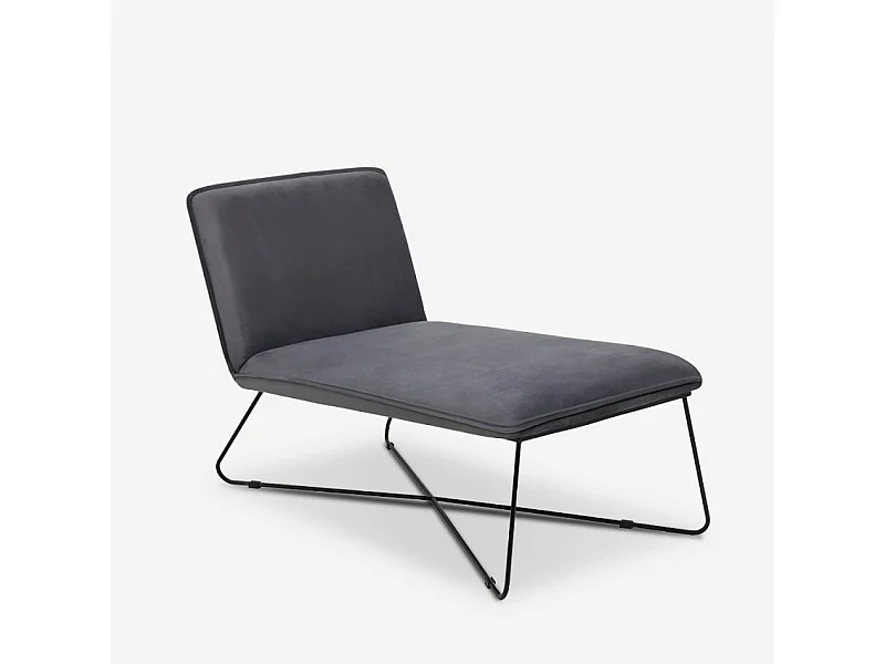 Poltrona chaise lounge design moderno minimalista in velluto Dumas - Grigio Scuro