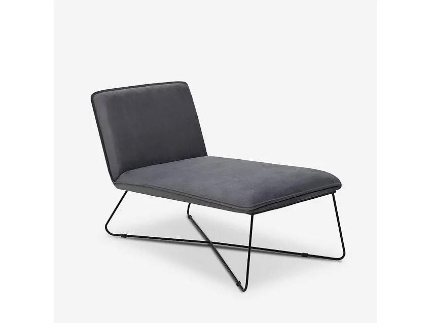 Poltrona chaise lounge design moderno minimalista in velluto Dumas - Grigio Scuro