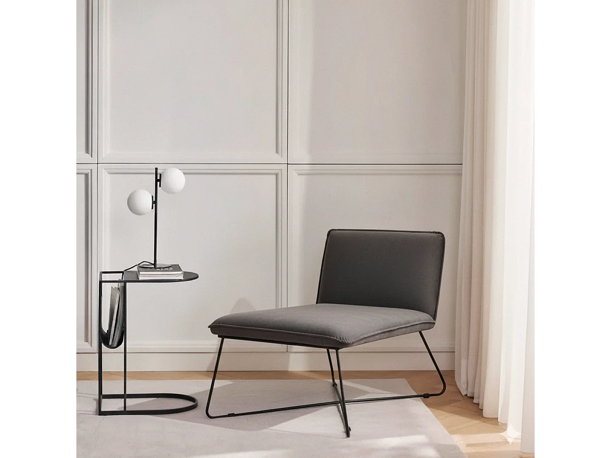 Poltrona chaise lounge design moderno minimalista in velluto Dumas - Grigio Scuro