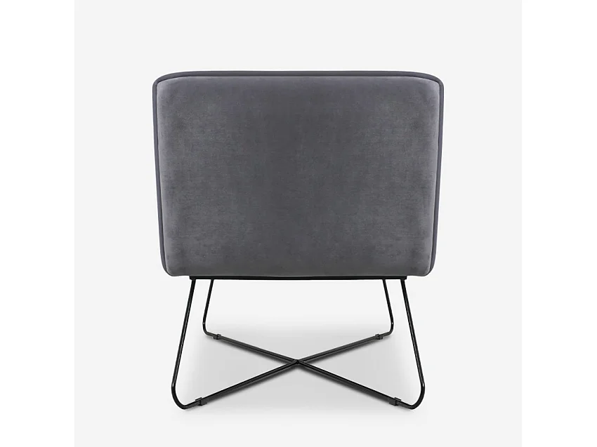Sillón chaise longue de diseño moderno y minimalista en terciopelo Dumas - Gris Oscuro