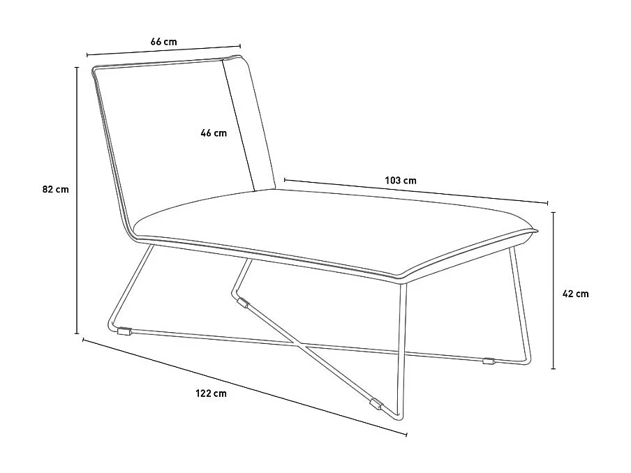 Sillón chaise longue de diseño moderno y minimalista en terciopelo Dumas - Gris Oscuro